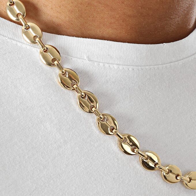 N6573a Chaine grain de café Acier chirurgical doré pour homme - Bijoux Colliers hommes en ligne Ninanina Détails de la Chaine grain de café Acier chirurgical doré pour homme - Accessoire raffiné fait main en France