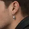 N8604 Boucle d'oreille tete de mort argent 925 - Creole Homme Pendentif skull Artisanale - Bijoux Boucles d'oreilles hommes en ligne Ninanina
