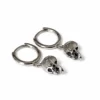 N8604c Boucle d'oreille tete de mort argent 925 - Creole Homme Pendentif skull Artisanale - Bijoux Boucles d'oreilles hommes en ligne Ninanina