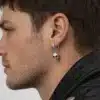 N8604d Boucle d'oreille tete de mort argent 925 - Creole Homme Pendentif skull Artisanale - Bijoux Boucles d'oreilles hommes en ligne Ninanina