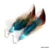 N4596b Boucles d oreilles plumes argent et turquoise naturelle - Bijoux Boucles d oreilles en ligne Ninanina