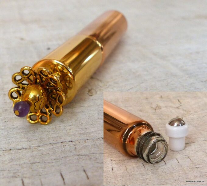 N6428B Roll on parfum rechargeable de luxe en métal doré - Accessoires Femme Ninanina