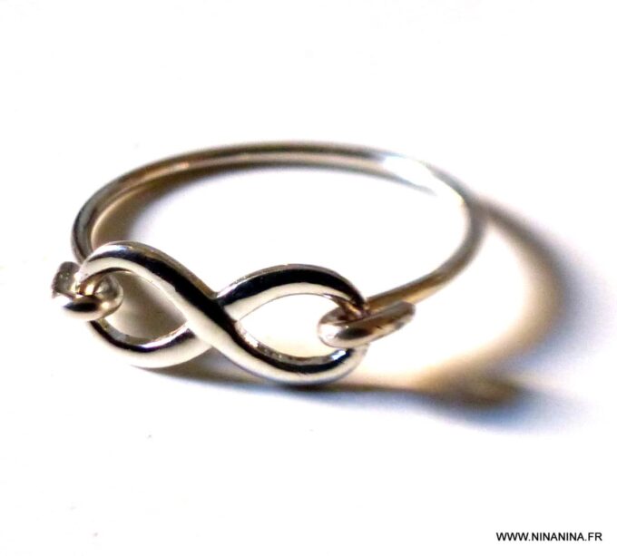 N6584f Bague infinity argent 925 massif pour femme - Bijoux Bagues en ligne Ninanina