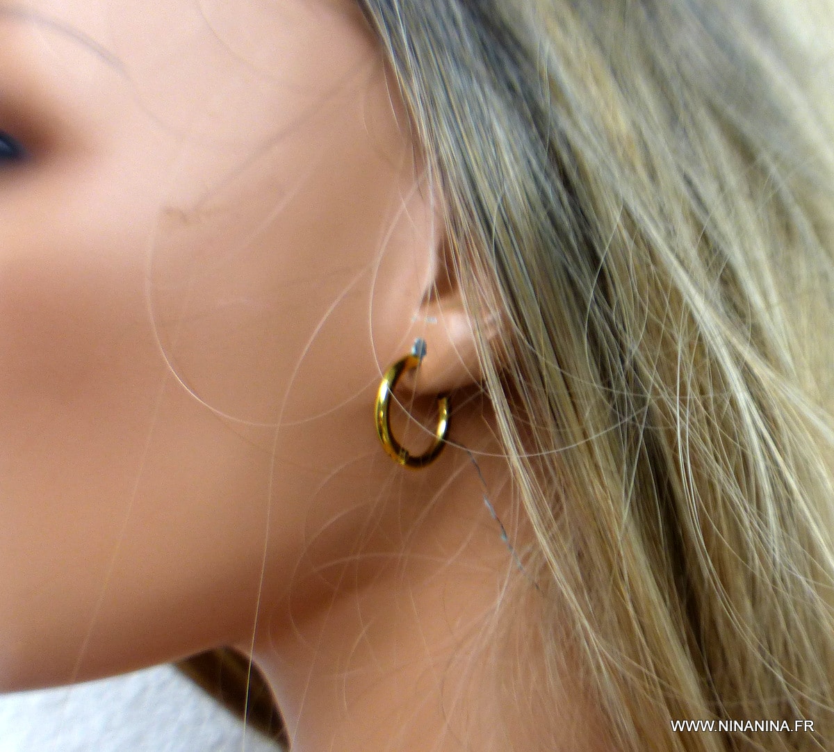 Boucles D'oreilles Créoles Dorées Avec Perles - Diamètre 5,7 Cm - Neuf Avec étiquettes