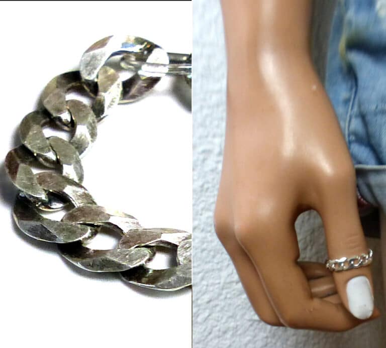 Bague de pouce femme ou homme argent 925 maille gourmette - Ninanina