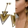 N6585 Boucles d'oreilles ethniques Acier inoxydable doré pendentif forme triangle - Bijoux d'oreille en ligne Ninanina