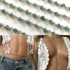 N6592d Chaine de taille perle topaze bleue et plaqué or pour femme - Bijoux de corps en ligne Ninanina
