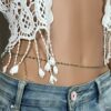 N6592e Chaine de taille perle topaze bleue et plaqué or pour femme - Bijoux de corps en ligne Ninanina