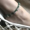 N6597b Bracelet pour cheville perles vertes chrysocolle naturelle verte - Bijoux de pied en ligne Ninanina