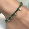 N6597d Bracelet pour cheville perles vertes chrysocolle naturelle verte - Bijoux de pied en ligne Ninanina