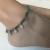 N6597j Bracelet pour cheville perles vertes chrysocolle naturelle verte - Bijoux de pied en ligne Ninanina