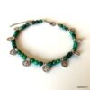 N6597l Bracelet pour cheville perles vertes chrysocolle naturelle verte - Bijoux de pied en ligne Ninanina