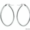 N6600 Créoles ovales femme en acier inoxydable argenté - Bijoux boucles d oreilles en ligne Ninanina