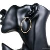 N6601a Créoles dorées épaisses en acier inoxydable forme ovale - Bijoux boucles d oreilles en ligne Ninanina
