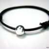 N1149tera bracelet cordon cuir et perle argent massif
