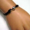 N1149terd bracelet cordon cuir et perle argent massif