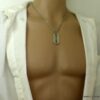 N2480C Collier pendentif lame de rasoir Acier argenté homme - Bijoux Colliers en ligne Ninanina