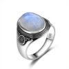 N6161aa Bague homme pierre de lune cabochon ovale- chevalière argent - Bijoux Bagues en ligne Ninanina