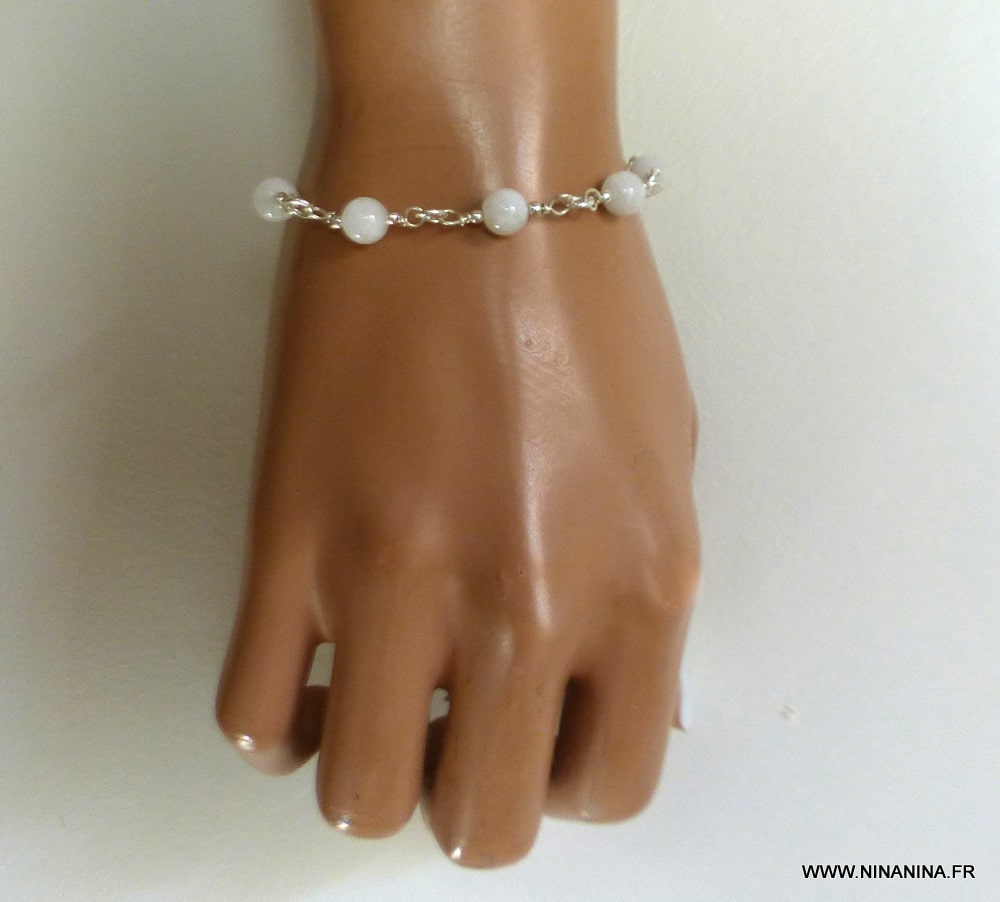 Bracelet pierre de lune symbole infini Argent 925 - Ninanina