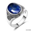 N6608 Bague homme lapis lazuli ovale - Chevalière argent - Bijoux Bagues en ligne Ninanina