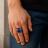 N6608 Bague pour homme lapis lazuli argent - chevalière ovale pierre bleue - Bijoux bagues hommes en ligne Ninanina