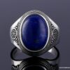 N6608a Bague homme lapis lazuli ovale - Chevalière argent - Bijoux Bagues en ligne Ninanina