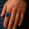 N6608b Bague pour homme lapis lazuli argent - chevalière ovale pierre bleue - Bijoux bagues hommes en ligne Ninanina