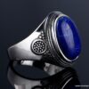 N6608c Bague homme lapis lazuli ovale - Chevalière argent - Bijoux Bagues en ligne Ninanina
