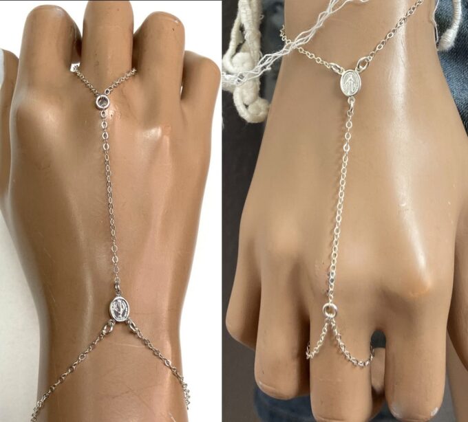N6612 Bracelet main doigt vierge marie argent 925 - Bijoux Bracelets en ligne Ninanina