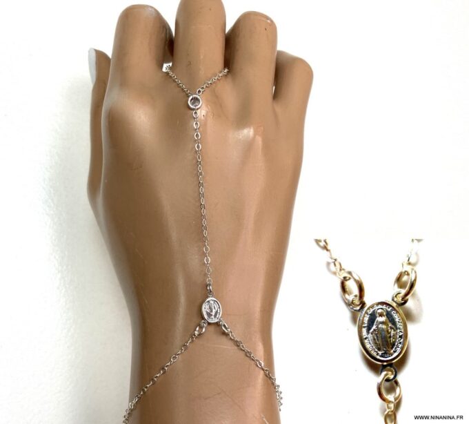 N6612b Bracelet main doigt vierge marie argent 925 - Bijoux Bracelets en ligne Ninanina