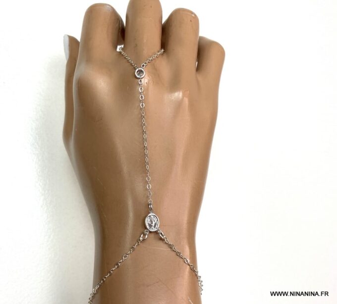 N6612b Bracelet main doigt vierge marie argent 925 - Bijoux Bracelets en ligne Ninanina