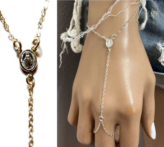 N6612c Bracelet main doigt vierge marie argent 925 - Bijoux Bracelets en ligne Ninanina