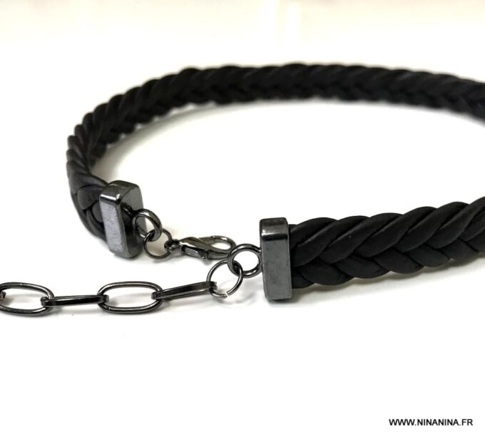 N6613 Bracelet de bras homme cuir marron tressé - Bijoux Bracelets en ligne Ninanina