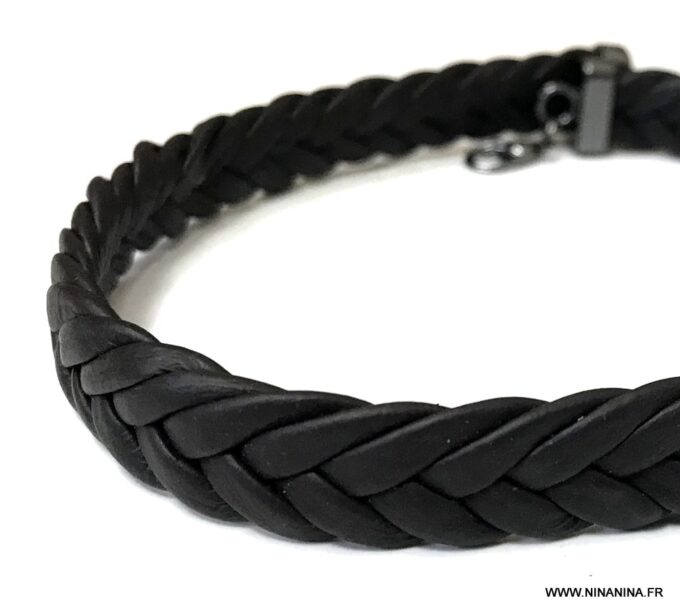 N6613c Bracelet de bras homme cuir marron tressé - Bijoux Bracelets en ligne Ninanina