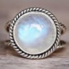 N6623b Bague argent femme pierre de lune ronde
