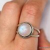 N6623e Bague argent femme pierre de lune ronde