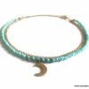 N6626a Chaine de cheville turquoise naturelle et Acier inoxydable doré - Bijoux Chaines en ligne Ninanina