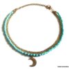 N6626c Chaine de cheville turquoise naturelle et Acier inoxydable doré - Bijoux Chaines en ligne Ninanina