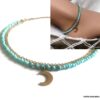 N6626e Chaine de cheville turquoise naturelle et Acier inoxydable doré - Bijoux Chaines en ligne Ninanina