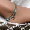 N6626f Chaine de cheville turquoise naturelle et Acier inoxydable doré - Bijoux Chaines en ligne Ninanina