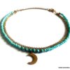 N6626h Chaine de cheville turquoise naturelle et Acier inoxydable doré - Bijoux Chaines en ligne Ninanina