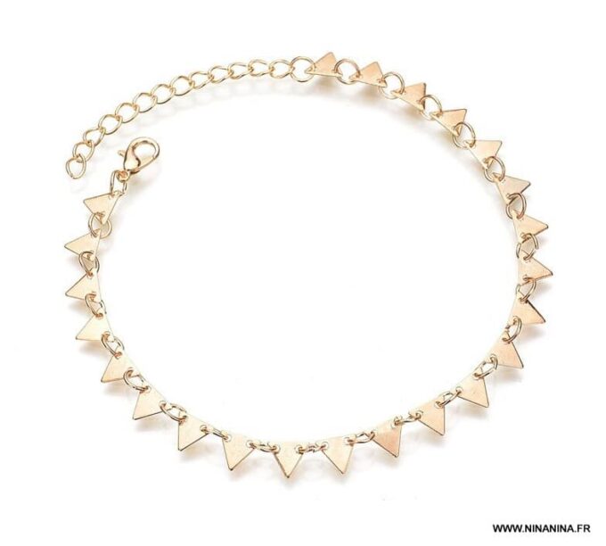 N6640a Chaine de cheville dorée triangle acier inoxydable doré - Bijoux Chaines en ligne Ninanina
