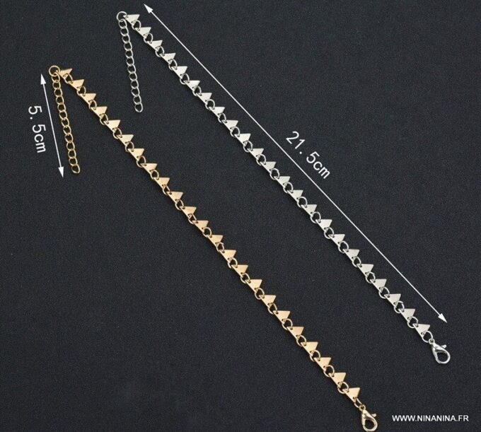 N6640b Chaine de cheville dorée triangle acier inoxydable doré - Bijoux Chaines en ligne Ninanina