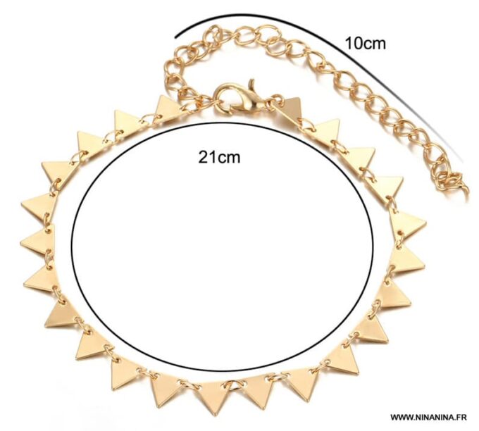 N6640i Chaine de cheville dorée triangle acier inoxydable doré - Bijoux Chaines en ligne Ninanina