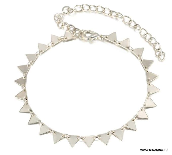 N6640j Chaine de cheville dorée triangle acier inoxydable doré - Bijoux Chaines en ligne Ninanina