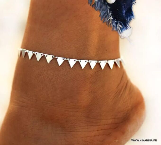 N6640k Chaine de cheville dorée triangle acier inoxydable doré - Bijoux Chaines en ligne Ninanina