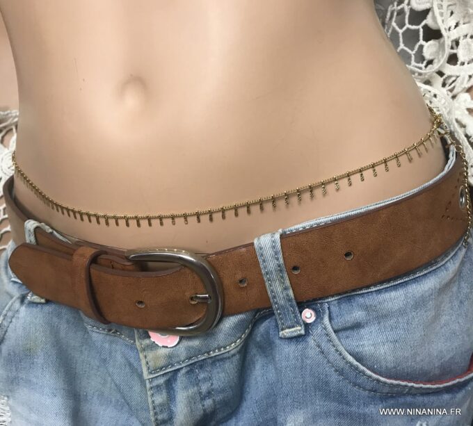 N6651f Chaine de taille orientale dorée acier inoxydable doré - Bijoux de corps en ligne Ninanina