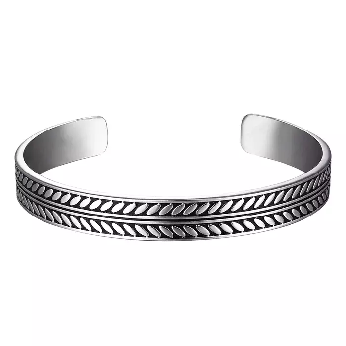 Bracelet jonc homme argent plaqué ouvert réglable - Ninanina