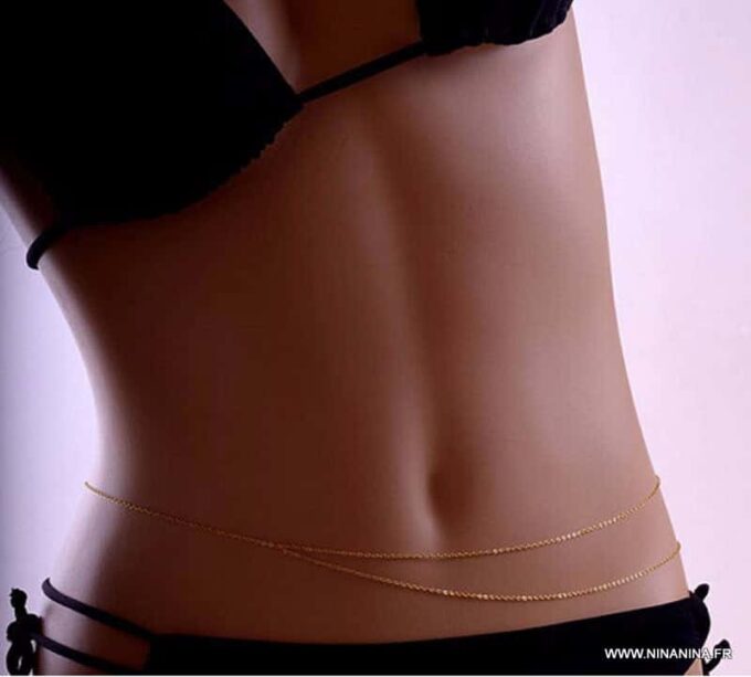 N6633a Collier de taille femme double rang plaqué or - Bijoux Chaines en ligne Ninanina