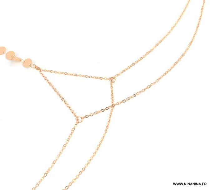 N6633a Harnais chaine de corps acier doré plaqué or - Bijoux Chaines en ligne Ninanina